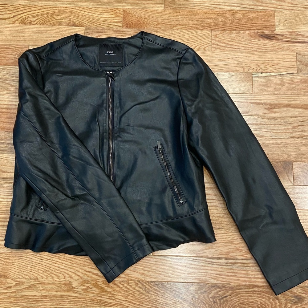 Zara Outerwear & Jacket. Faux Leather Jacket. Black. Size XL